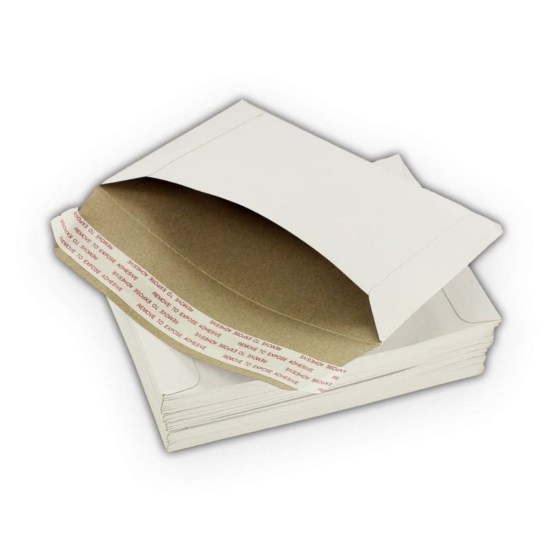 EcoSwift 75 EcoSwift 6.5 x 4.5 Rigid Photo Mailers Stay Flats White Cardboard Self Seal Envelopes - Image 2